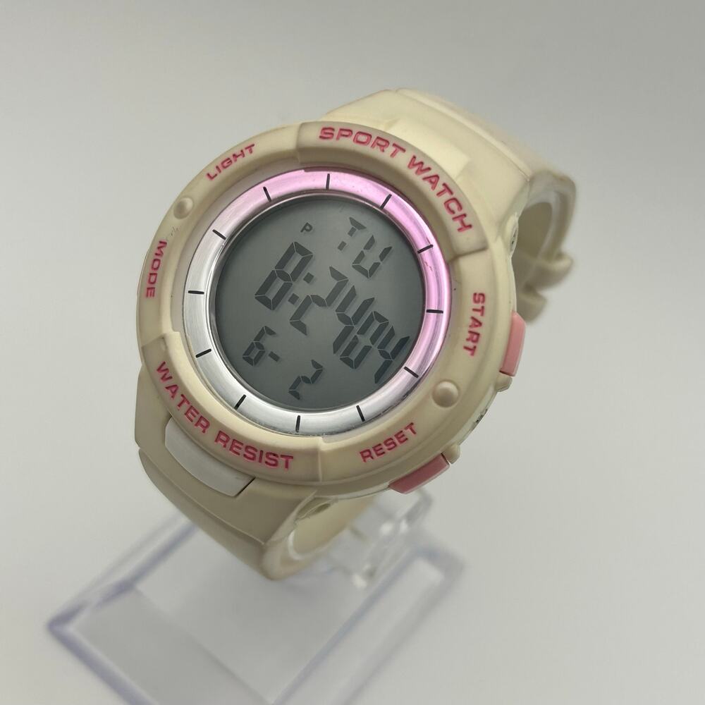 White and Pink Women’s Digital Watch Stainless Steel Working New Battery